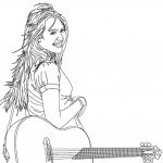 דף צביעה זמרת עם גיטרה 2