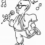 דף צביעה זמר מחזיק במיקרופון