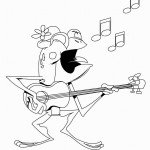 דף צביעה צפרדע מנגנת ושרה