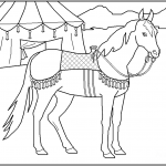 דף צביעה סוס ליד אוהל קרקס
