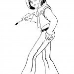 דף צביעה נערה אוחזת במכחול