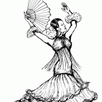 דף צביעה אישה בריקוד פלמנקו 2