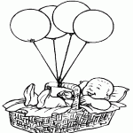 תינוק בסלסילה עם צרור בלונים