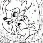 דף צביעה עופר וארנב מציצים מהמחילה