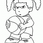 דף צביעה ילדה כועסת מחזיקה בכדורסל