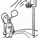 דף צביעה ילד קולע לסל בנשיפה