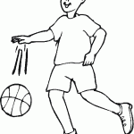דף צביעה ילד מקפיץ כדורסל 1