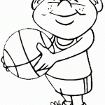 דף צביעה ילד מחזיק בכדורסל