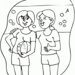 דף צביעה שתי בנות עם כדורסל