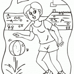 דף צביעה ילדה מכדררת