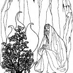 דף צביעה משה מתפלל ליד הסנה הבוער