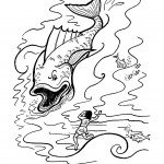 דף צביעה יונה במפגש עם הלוויתן