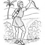 דף צביעה דוד עם חץ וקשת