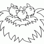 דף צביעה שלושה גוזלים בקן