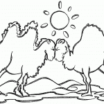 דף צביעה שני גמלים נפגשים ביום לוהט דף צביעה שני גמלים נפגשים ביום לוהט