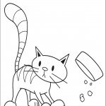 דף צביעה חתול הופך את קערת האוכל