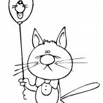 דף צביעה חתול אוחז בלון בצורת חתול