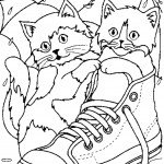דף צביעה חתולים חמודים ביום גשם