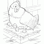 דף צביעה אפרוחים צמודים לאימא