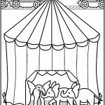 דף צביעה פילים נכנסים לאוהל הקרקס