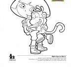 דף צביעה דורה מחבקת את בוטס