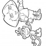 דף צביעה דורה ובוטס מנופפים לשלום