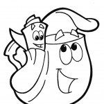 דף צביעה תיק הגב והמפה של דורה