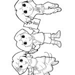 דף צביעה שלוש דמויות של דורה