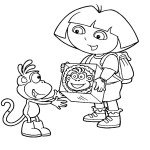 דף צביעה דורה נותנת לבוטס מתנה