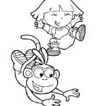 דף צביעה דורה ובוטס קופצים