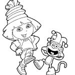 דף צביעה דורה ובוטס משתעשעים