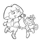 דף צביעה דורה ובוטס רוקדים