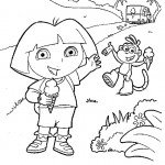 דף צביעה דורה ובוטס אוכלים גלידה