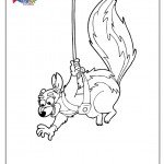 דף צביעה טיקו הסנאי נתלה על חבל