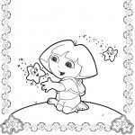 דף צביעה דורה מנסה לתפוס כוכב