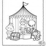 דף צביעה דורה וחבריה מופיעים בקרקס