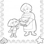 דף צביעה דורה מקבלת מתנה