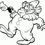 דף צביעה ליצן מחזיק בצפצפה