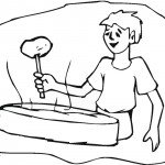 דף צביעה ילד מבשל על האש