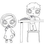 דף צביעה ילדים אוכלים