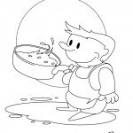 דף צביעה ילד מחזיק בסיר בישול