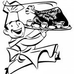 דף צביעה טבח עם מגש עוף