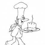 דף צביעה טבח מגיש צלחת עוגה