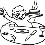 דף צביעה ילד מחזיק בצלחת חביתיות