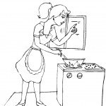 דף צביעה אישה מבשלת 1