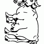 דף צביעה פרה לועסת פרחים