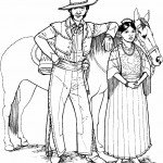 דף צביעה קאובוי ובת זוגו