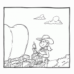 דף צביעה קאובוי מכין אוכל