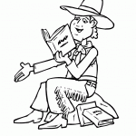 דף צביעה קאובוי קורא ספר