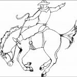 דף צביעה קאובוי רוכב על סוס משתולל